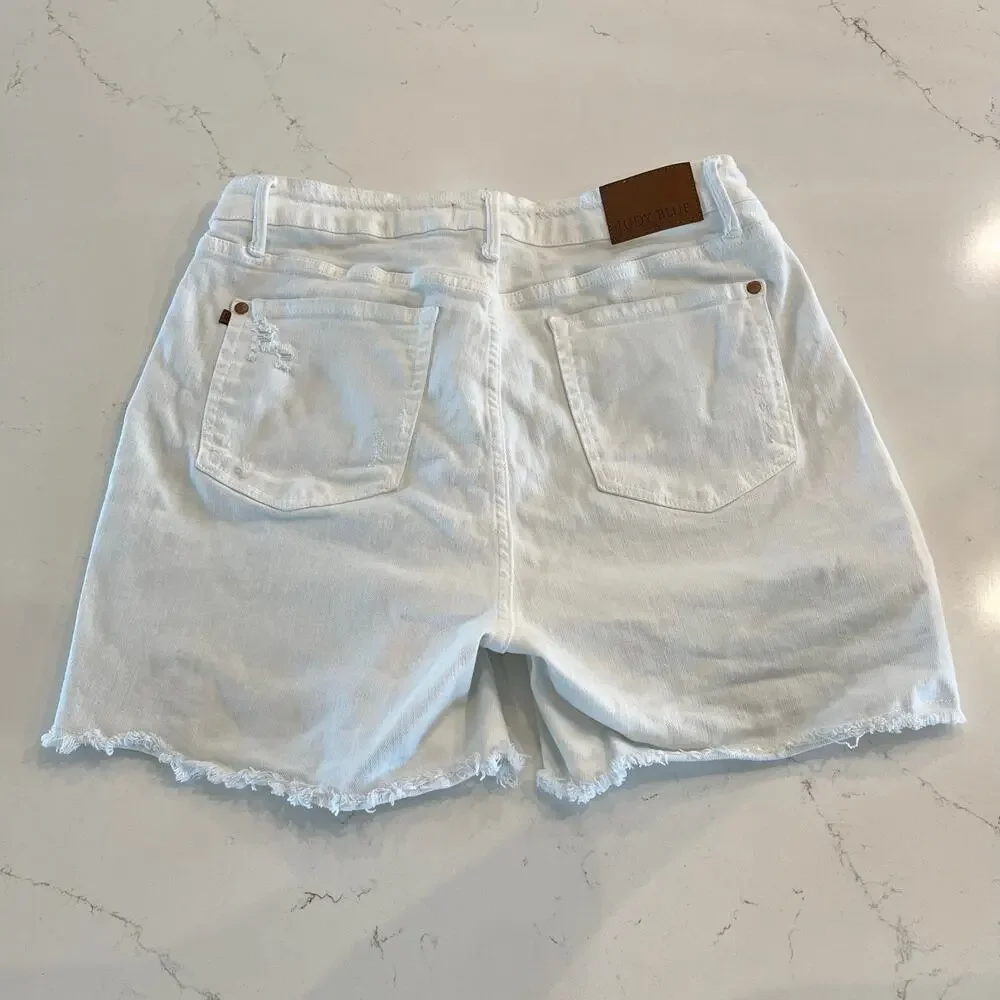 Judy Blue White‎ Distressed Jean Shorts Size XL
